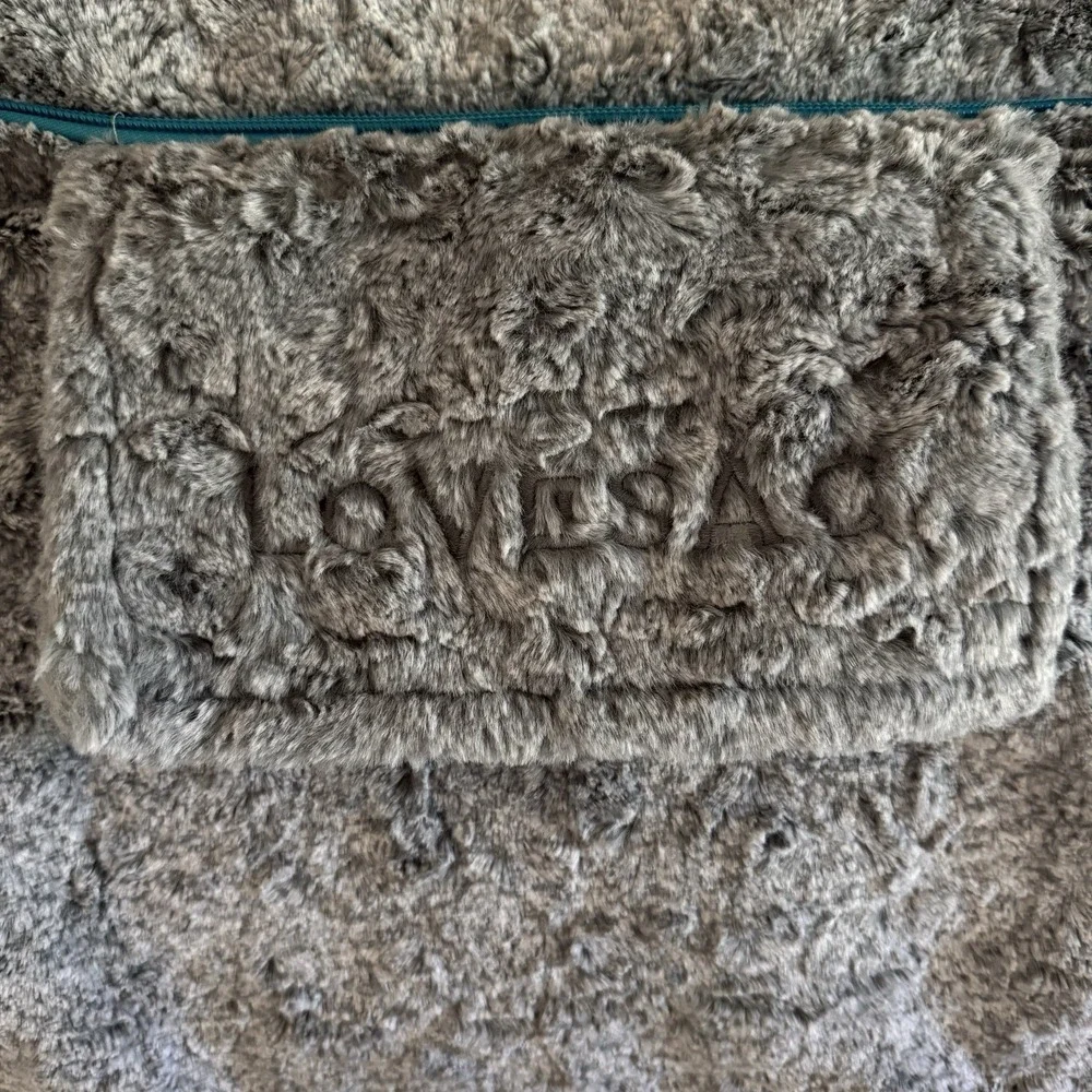 Lovesac Citysac + Ottoman Cover Only Grey Phur Faux Fur Bean Bag Cover NWOT